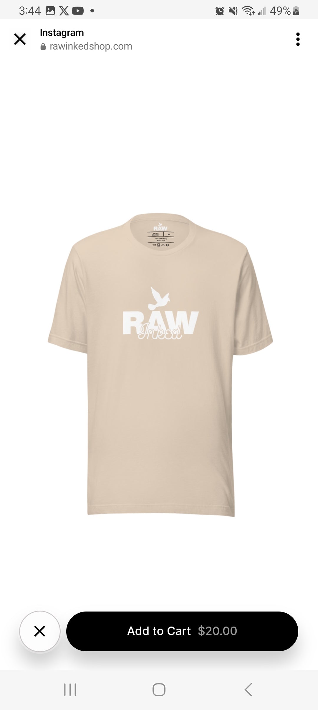 Cream Raw Inked Tshirt